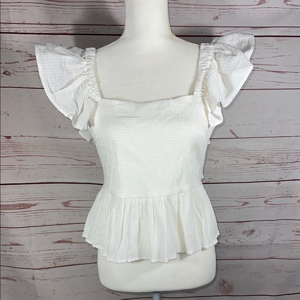 Francescas Mi Ami - White Ruffle Sleeve Top